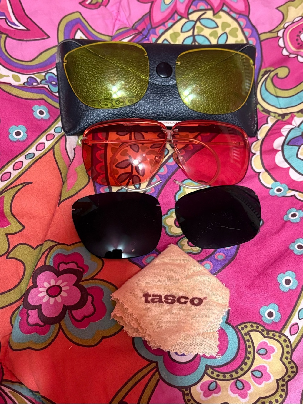 Vintage Tasco Sports Aviator Glasses with Interchangeable Lenses & Case